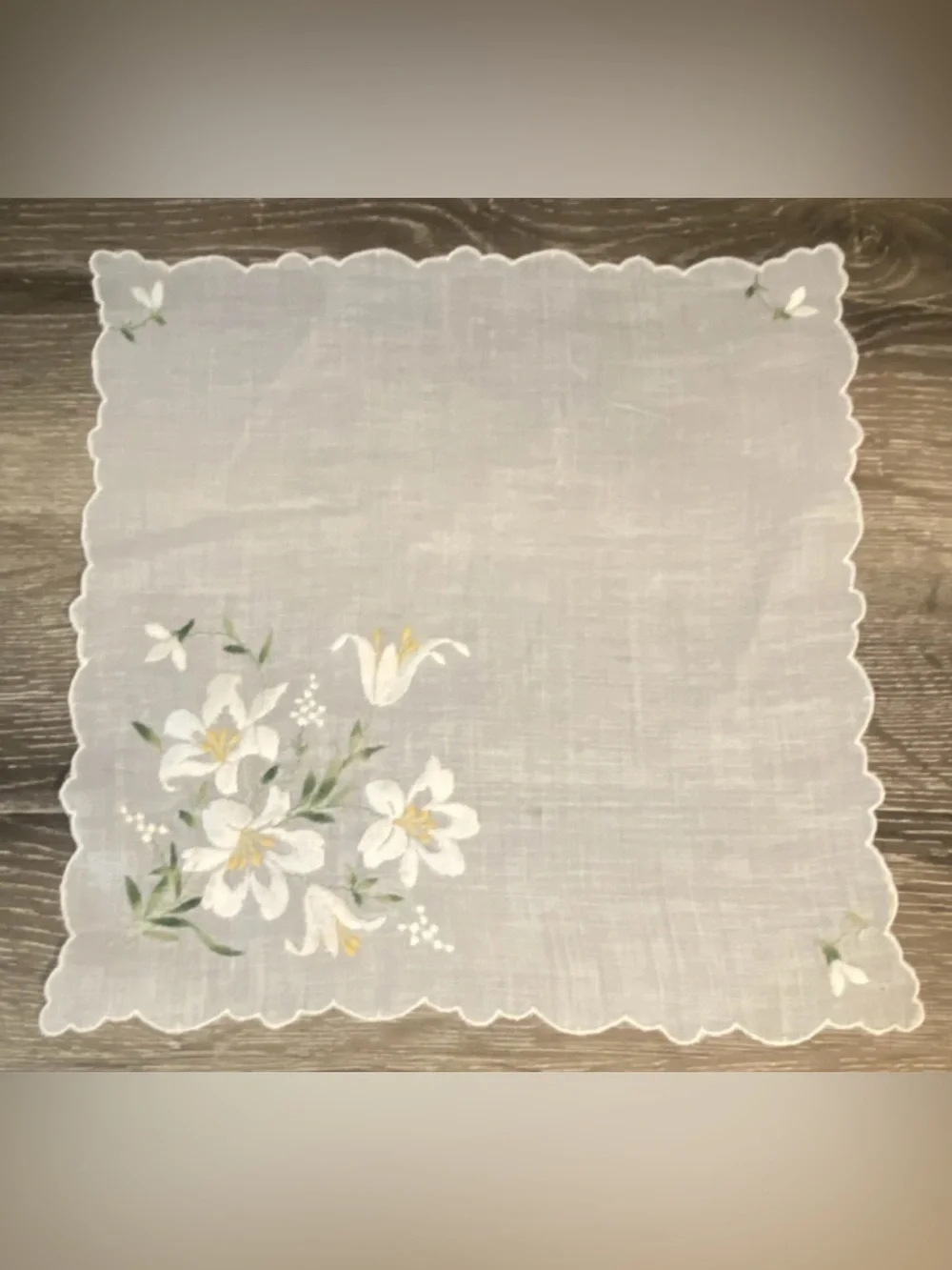 Lot of 3 Vintage Hand Embroidered Stitched Floral Linen Napkin Cloths EUC